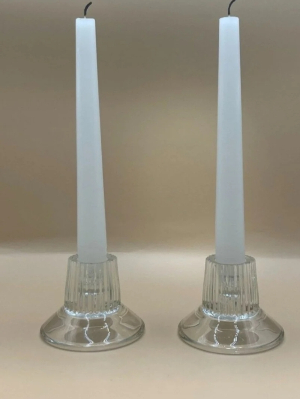 Set of Vintage Glass Reversible Candle Holders